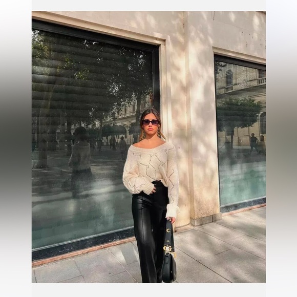 NWT $229 ZARA 100% Genuine Sheep Leather Black Flare Pants Limited Edition Sz XS - Picture 5 of 13